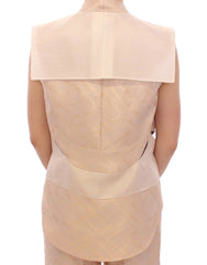 Zeyneptosun Beige brocade sleeveless jacket vest - IT40|S - Vests