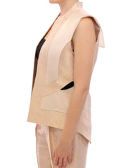 Zeyneptosun Beige brocade sleeveless jacket vest - IT40|S - Vests
