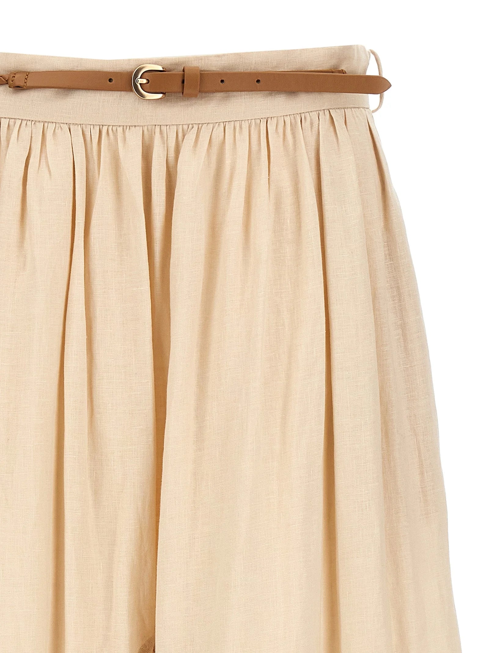 Zimmermann Beige Linen Midi Skirt - 1