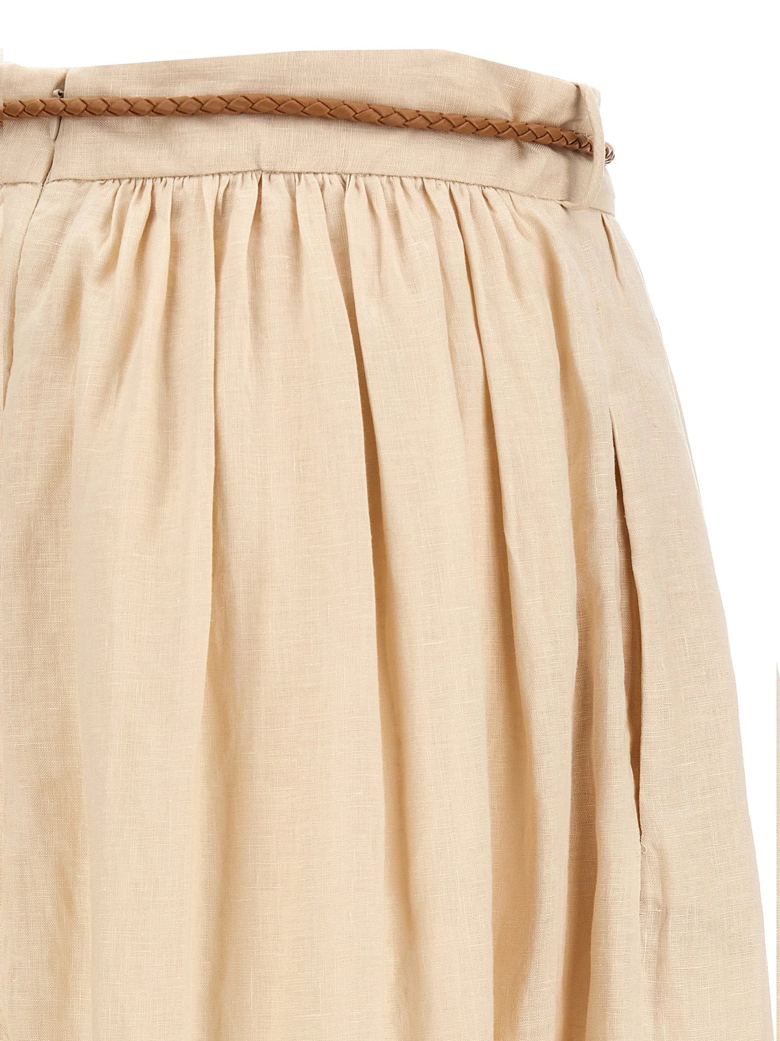 Zimmermann Beige Linen Midi Skirt - 1