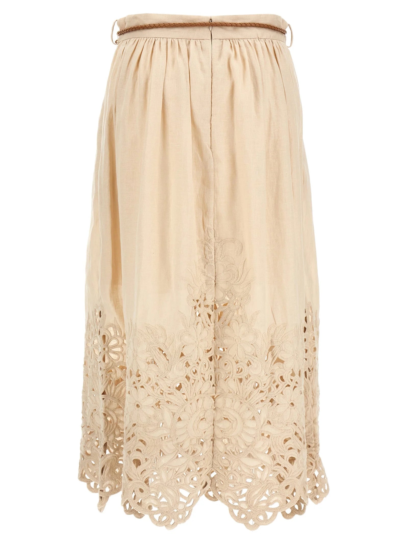 Zimmermann Beige Linen Midi Skirt - 1
