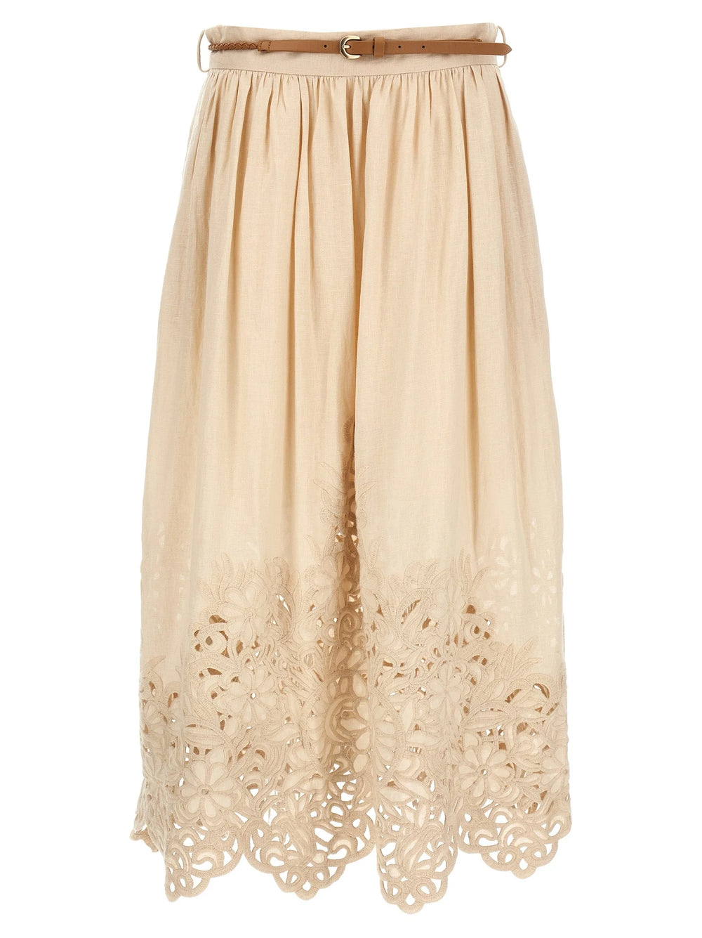 Zimmermann Beige Linen Midi Skirt - 1