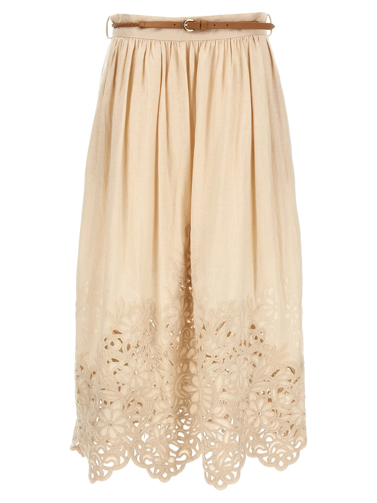Zimmermann Beige Linen Midi Skirt - 1