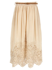 Zimmermann Beige Linen Midi Skirt - 1
