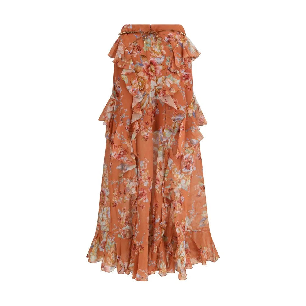 Zimmermann Orange Cotton Long Skirt
